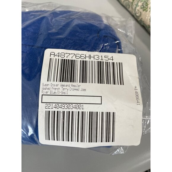 Susan Graver Weekend Reg Washed French Terry Cropped Jogger XS River Blue NEW - Picture 3 of 8